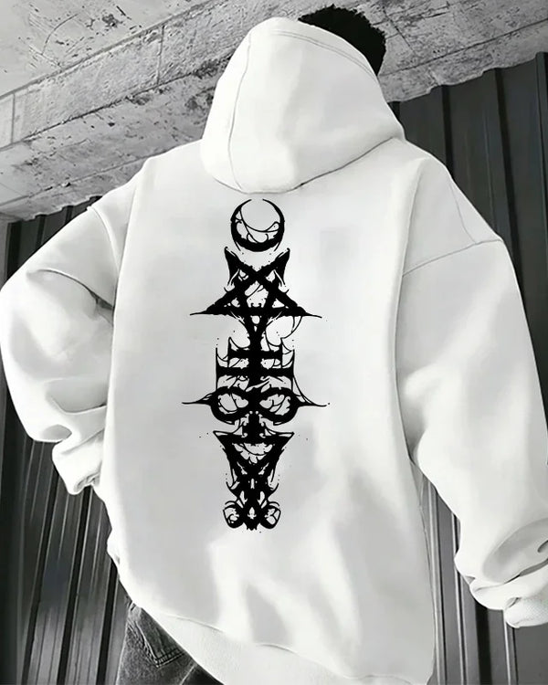Mens Gothic Hoodie Satanic Symbol Print Street Fashion Warm Pullover Autumn Winter Male Home Outdoor Comfort Casual Sweatshirt