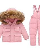 RAISE Russia Winter Toddler Girl Down Jacket Clothes Set 1-5Y Girl Real Raccoon Fur Outerwear Coat Waterproof Baby Girl Ski Suit
