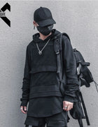 Harajuku Hoodie for Men Patchwork Design Black Sweatshirt Slim 2026 Autumn Dark Cotton Pullover Streetwear Men Clothing