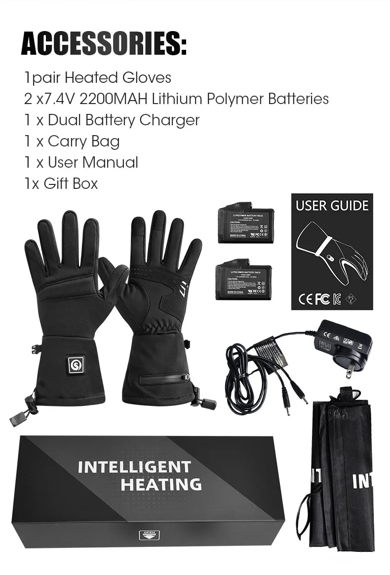 Airo Thermal Hand Warmer Battery Heating Glove Man Rechargeable Winter Mittens Electric Warm Heated Ski Gloves Gants Chauffants