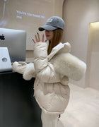 2026 Winter New Women's Down Jacket Warm Hooded Fox Fur Collar Jacket