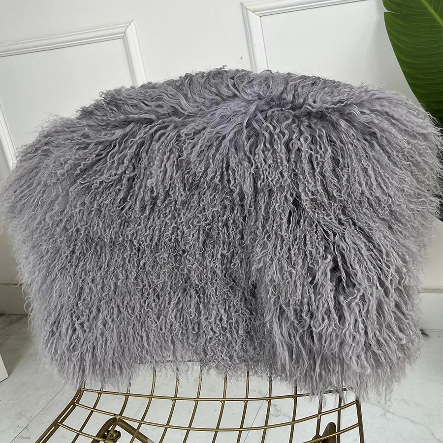 Women's Lambskin Coats Real Lamb Fur Coat Black Mongolian Fur Warm Winter Real Sheep Fur Long Coat