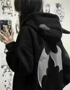 Evil Horns Hoodies Women Men Vintage Harajuku Hoody Zip Up Sweatshirt Hip Hop Streetwear Y2k Aesthetic Grunge Cardigan Tops
