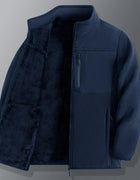 Winter Fleece Jackets Men Thick Warm Stand Collar Zipper Pockets Jacket Hiking Training Outwear Male Casual Loose Cargo Coats