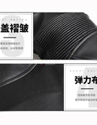 Men's 4 Seasons CE-Certified Waterproof PU Leather Motorcycle Jacket with Armor Protector Matching Riding Pants All-Weather Gear
