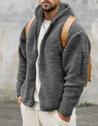 Men's Autumn and Winter Double-Sided Fleece Warm Jacket  Loose Hooded Casual Jacket