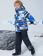 Children's Skisuits Boys Girls Winter Windproof Waterproof Warm Fleece Hooded Jacket Pants Skiing Suits Snowboarding Sports Wear