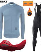 YKYWBIKE Winter Men Cycling Jacket Sets Thermal Fleece Long Sleeve 5-15°C Jersey Suit for Bib Pants Suit Ride Bicycle Clothing