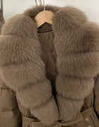 Warm Female Feathers Reality Fur Jacket White Duck Down Coat Women Waterproof Real Fox Fur Collar Autumn Winter Puffer Jacket