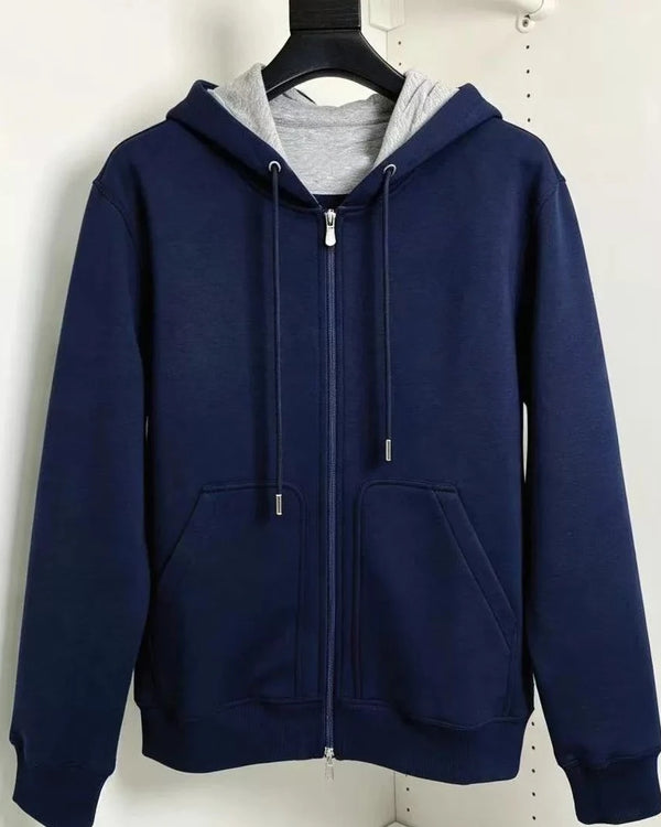 Italian BC Embroidery Old Money Style Men's Hooded Cardigan Sweater Casual Jacket