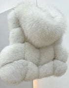 Fox Fur Sleeveless Vest Women Warm Winter Coat Plush Jackets For Women Neck Hat Coats Waistcoat Women's Vest Teddy Coat