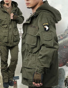 US Military Fleece Tactical Windbreaker Jacket Men Autumn Winter Outdoor Windproof Warm Hood Cotton Coat Work Army Clothes Pants
