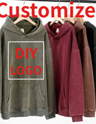Customized Hoodie High Quality Street Retro Washed Mens Hooded Sweatshirt DIY Your Brand Design Personalized Team Clothing