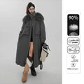 Workwear Down Jacket, High-end Mid-length Casual Coat with Large Fur Collar. New Style for Women's Winter 2025