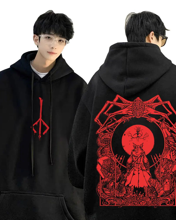 Game Bloodborne Graphic Hoodie Horror Hunter Cosplay Merch Sweatshirt Men Women Casual Vintage Pullover Man Oversized Streetwear