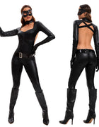 New Halloween Masked Superman Batman Cat Girl Cosplay Backless Black Cat Women's Tenue Ecoliere Sexy Role Playing Costume