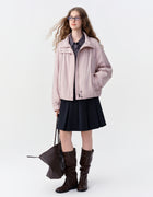 DUSHU Women Windproof Warm Pink Down Jacket with Elastic Hem 2026 Winter New Loose Fit Stylish Outerwear White Duck Down Filled