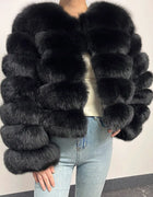2026 New black Winter Women's Cold Coat Top Fox Jackets Women clothing Luxury Furry Natural Real fox Fur Jacket Coats