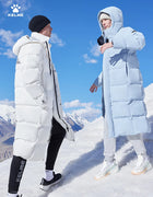 Kelme Long Down Men Winter Jacket Hooded Warm Windproof Couple Camping Equipment Paragraph Down Coat Jacket Women Утепленный