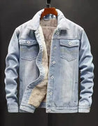 Fleece Lined Thick Denim Jacket Autumn Winter New Arrival Lamb Fleece Mens Fashion Casual Jacket Warm Cotton Padded Coat