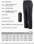 Naturehike Outdoor Thermal Goose Down Pants Both Side Open Zipper Windproof Waterproof Camping  Hiking Men Women Winter Trousers