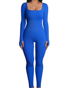 Fall Winter Hot-Selling Women'S Clothing Long Sleeve Jumpsuit Yoga Sexy One-Piece Square Collar Sportwear