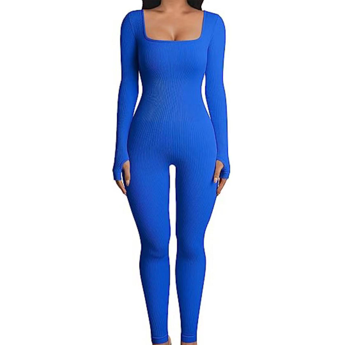 Fall Winter Hot-Selling Women'S Clothing Long Sleeve Jumpsuit Yoga Sexy One-Piece Square Collar Sportwear