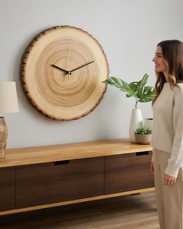 Vintage Wooden Wall Clock with Rustic Design